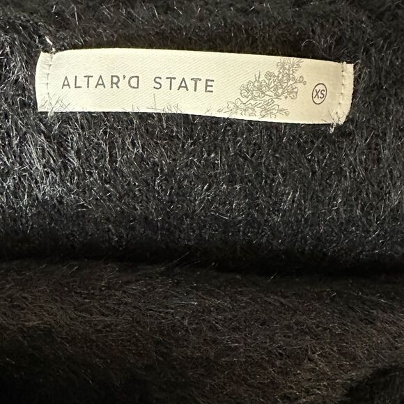 NWT Altar’d State Dressy Emory Eyelash Sweater in Black Oversized Boxy XS - Picture 12 of 13